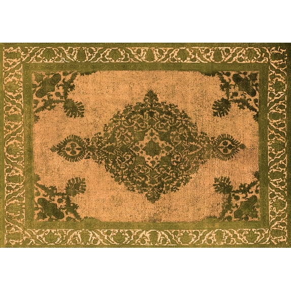 Ahgly Company Indoor Rectangle Oriental Orange Industrial Area Rugs, 8' x 12'