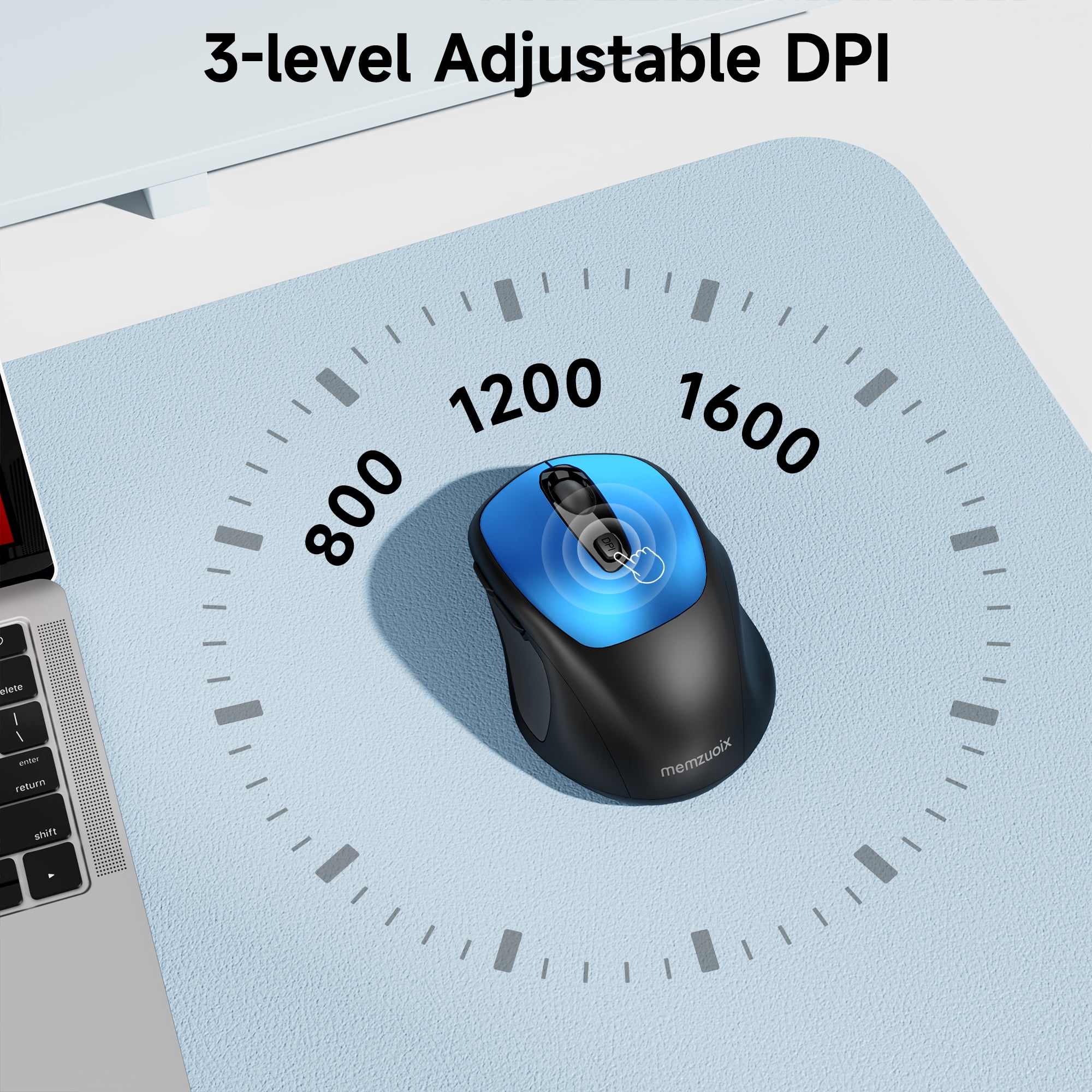 Memzuoix Wireless Computer Mouse, 3 DPI Option Laptop Mouse with