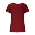 thumbnail image 5 of Kovlvoll Womens Tops Short Sleeve Cutout Neck Ribbed Slim Fitting Comfy Shirts Fashion Basic Tees Going out Top, 5 of 7