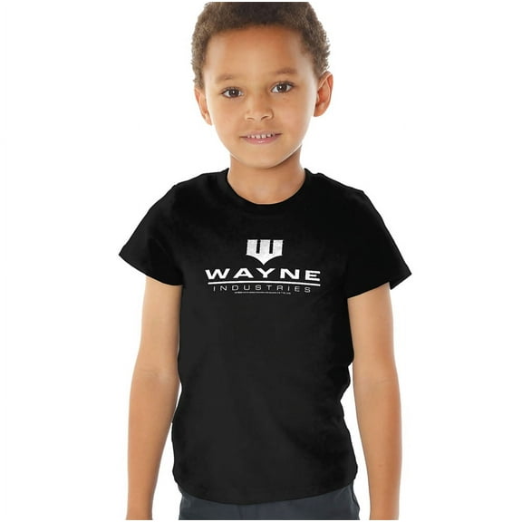 Batman Wayne Industries Black Kids T Shirt (3) for Youth Toddler Boys and Girls, Black