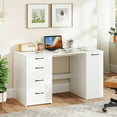 thumbnail image 4 of Costway 53" Computer Desk with Power Outlets Large Executive Desk with 4 Storage Drawers White, 4 of 10