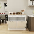 thumbnail image 6 of Double Tilt Out Trash Cabinet 20 Gallon With 2 Hideaway Trash Can Compartments, Recycling Cabinet With 2 Drawers, Wood Tabletop For Kitchen Laundry, 6 of 8