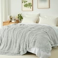 thumbnail image 2 of Exclusivo Mezcla Fuzzy Faux Fur Bed Blanket Queen Size, Reversible Shaggy Sherpa Fleece Blankets,Fluffy Plush Warm Throws for Couch, Bed, 90X90 Inches, Light Grey, 2 of 7