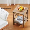 thumbnail image 3 of Bestco Side Table 16x16 Farmhouse End Table & Nightstand w Shelf & Metal Frames, Teak, 3 of 7