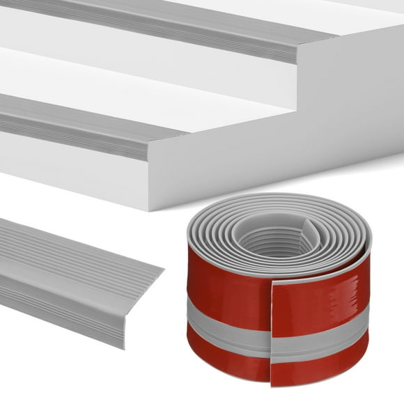Uxcell Stair Edge Trim 7FT Vinyl Rubber Stair Nosing Non-Slip Self Adhesive Stair Edge Trim Strips Grey 0.98 Inch