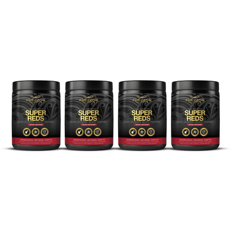 FREZZOR Super Reds Powder with UAF1000+, All-Natural New Zealand Red Superfood Energy, Essential Veggies, Antioxidants, Enzymes, Detox & Cleanse, 1200 Grams, 120 Servings, 4 Cannisters