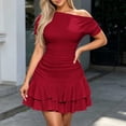 thumbnail image 6 of YuXingFu Spring Wedding Guest Dress Maxi Short Sleeve Plus Size Womens Dress Crew Neck for Spring Long Casual Summer Red XXL, 6 of 6
