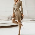 thumbnail image 4 of Sngxgn Summer Dresses for Women V Neck Cap Sleeve Ruffle Hem Smock Short Dress(Khaki,XL), 4 of 9