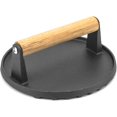 thumbnail image 1 of Cast Iron Hamburger Press, Barbecue Weight, BBQ Grilling Accessories, Wooden Handle, 18 cm, 1 of 2