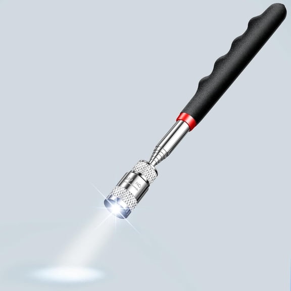 Telescoping Small Magnetic Pickup Tool with LED Light, Extends to 31" for Needles & Metal Objects