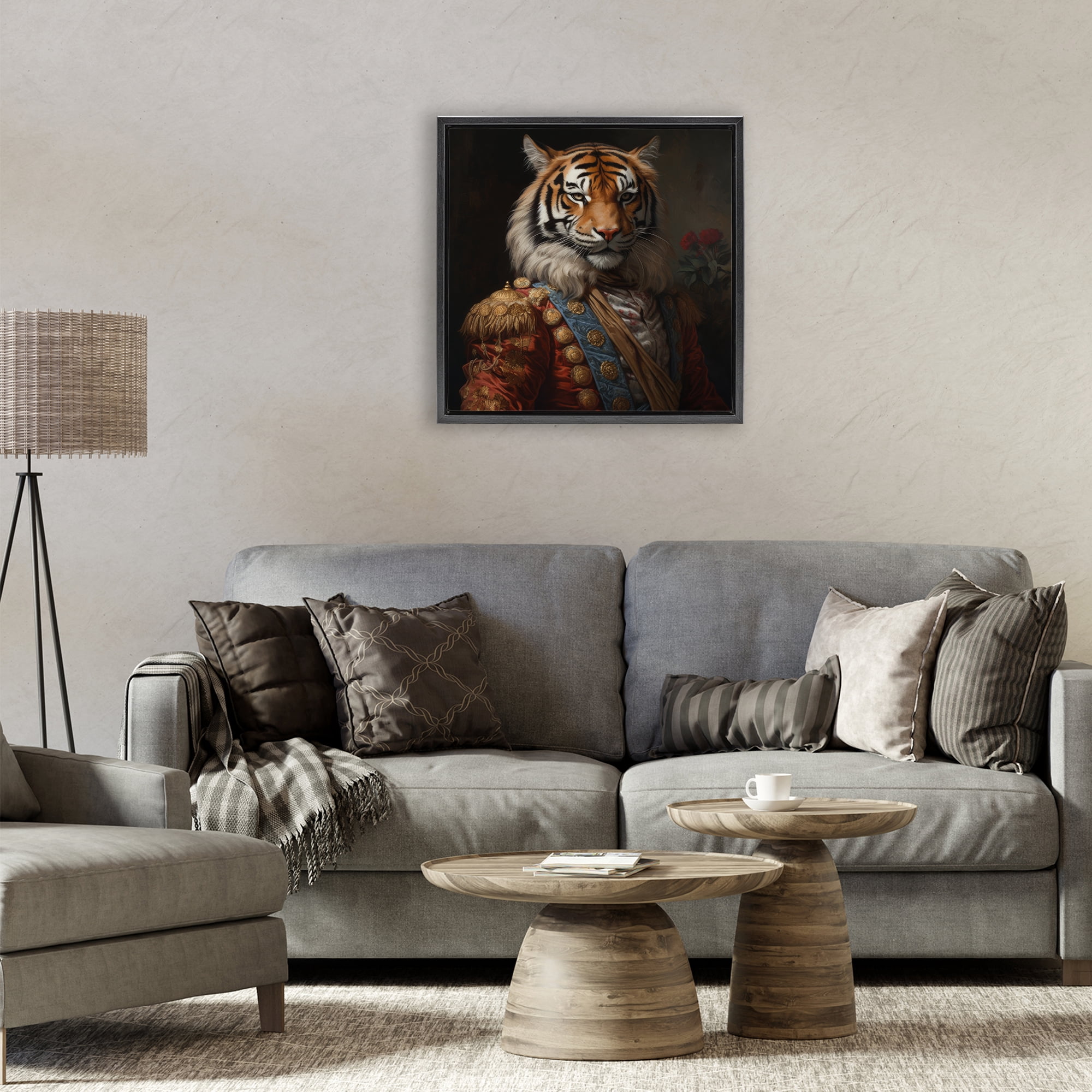 Stupell Industries Noble Tiger Transformation Black Framed Floater Canvas Wall Art, design by Lazar Studio