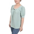 thumbnail image 2 of NY Collection Women's Petite Short Sleeve Balloon Sleeve Top With Hardware, 2 of 4