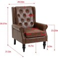 thumbnail image 3 of Tabaray Faux Leather Accent Chair Set of 2, Modern Living Room Chairs, Button Tufted Wingback Armchair with Wood Legs, Upholstered Bedroom Chair with Rivet Decoration, Leisure Reading Chair, Brown, 3 of 14