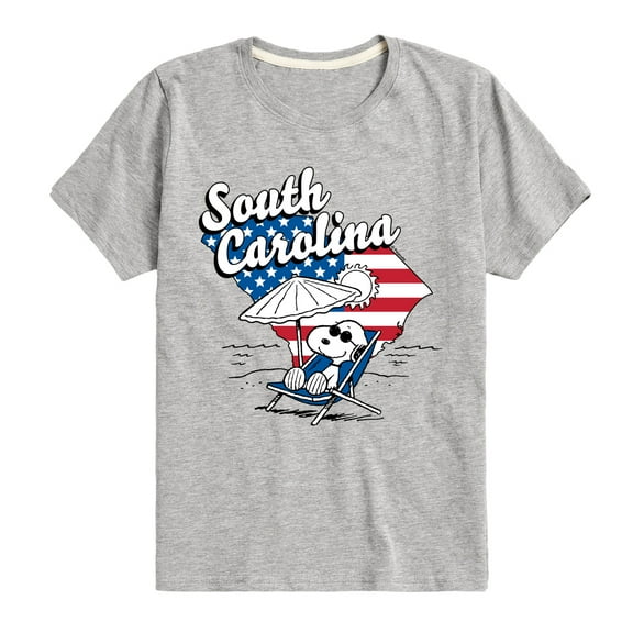 Peanuts - South Carolina American Flag Snoopy - Toddler And Youth Short Sleeve Graphic T-Shirt