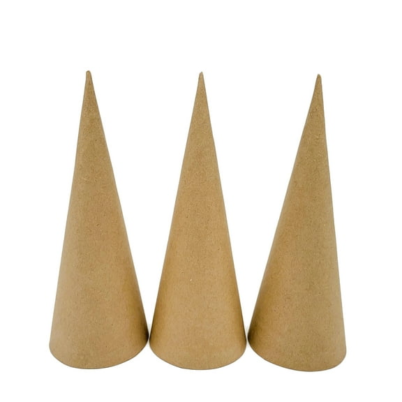 AllStellar Paper Mache Cones Open Bottom 10.63x4 in. Set of 3 (Medium) - For DIY Art Projects, Crafts and Decorations!