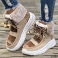 thumbnail image 2 of YOUYEDIAN Boots for Women Fall Winter Plush Soft Fashion Lace-up Platform Casual Warm Round Toe Mid Calf Boots Versatile Fuzzy Outdoor Non Slip Snow Shoes, 2 of 5
