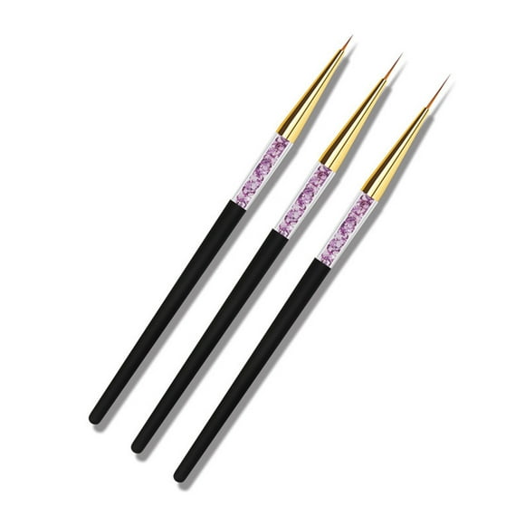 Minnieouse Juego de brochas de uñas de 3 piezas, lima de uñas elegante, patrones 3D, bolígrafos de flores de poste de polvo reutilizables, accesorios de Juegos de manicura Minnieouse CE012206-00