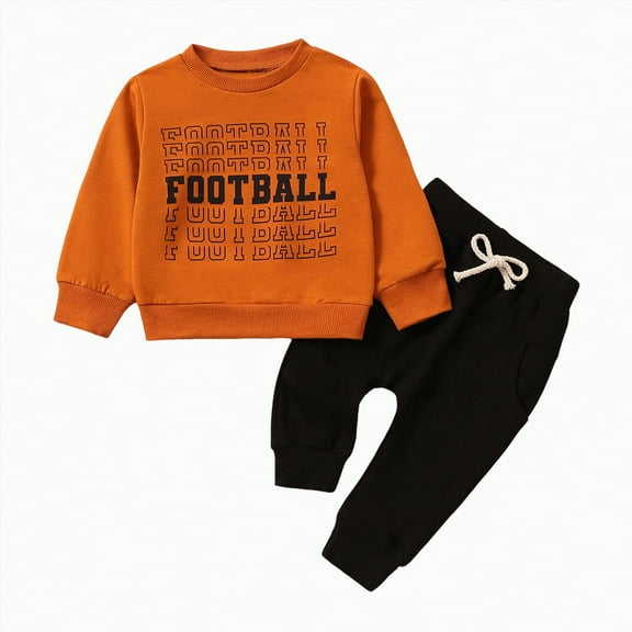 Towmus Baby Boy Clothes Fall 6 12 18 24 Months Football Long Sleeve Pullover Tops & Pant Sets Toddler Winter Outfits
