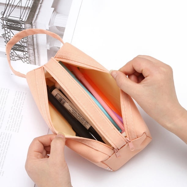 Estuche Oxford de tela de doble capa con doble tirador, fácil de usar, portátil y de gran capacidad, con cremallera, para estudiantes de primaria y secundaria. Estuches Oxford.