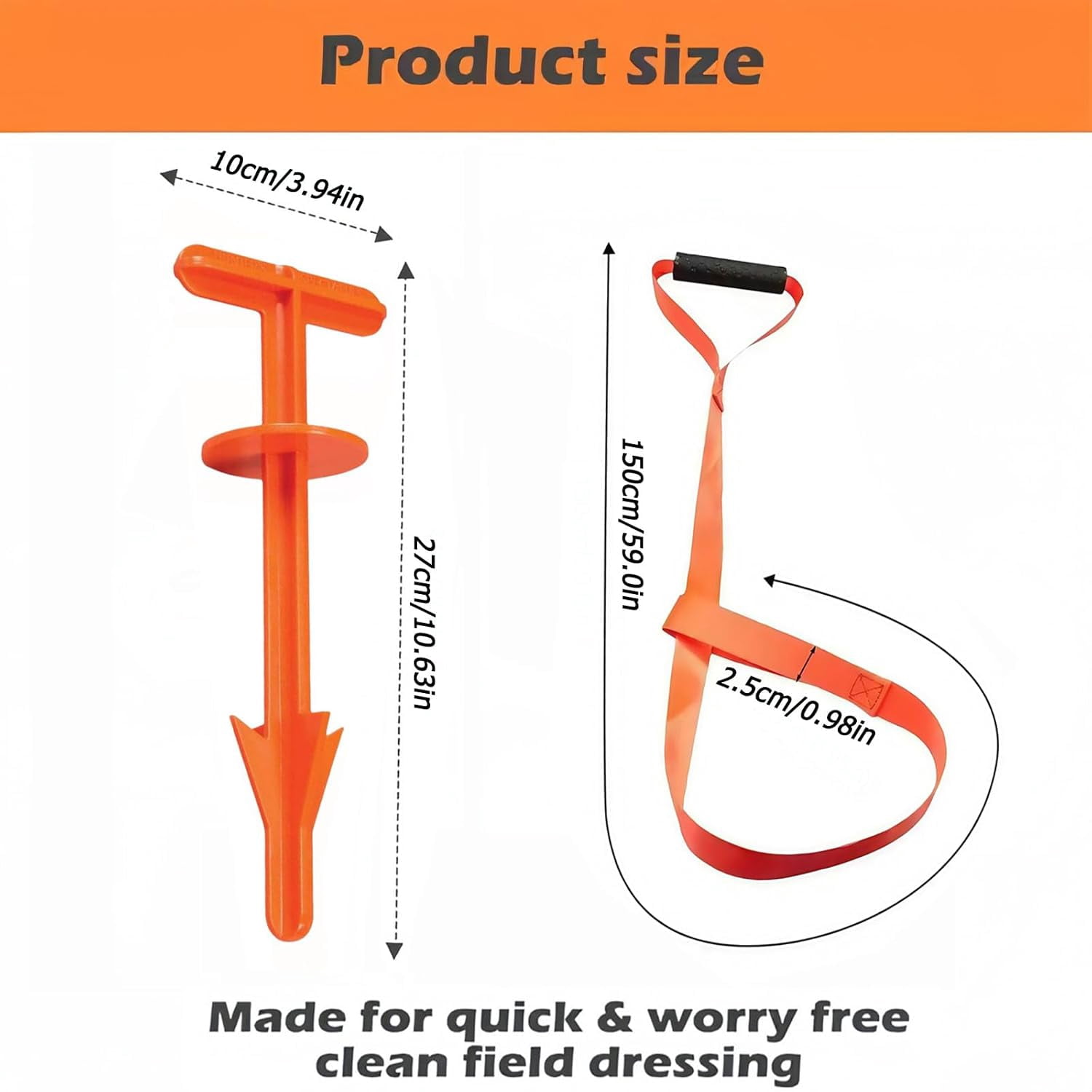 ABCISI 4 Pcs Deer Hunting Accessories, 1700lbs Loadbearing Deer Drag Rope and Hunting Butt Out Tool, Field Dressing Knife, Deer Processing Equipment, Sturdy Rope with Soft Handle, Gifts for A Hunter