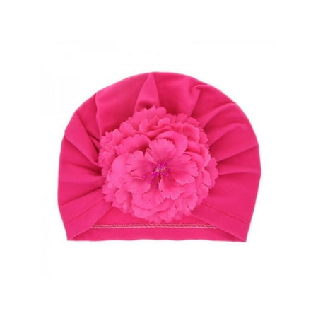 

Lavaport Newborn Baby Turban Hat Solid Color Cotton Caps with Flower