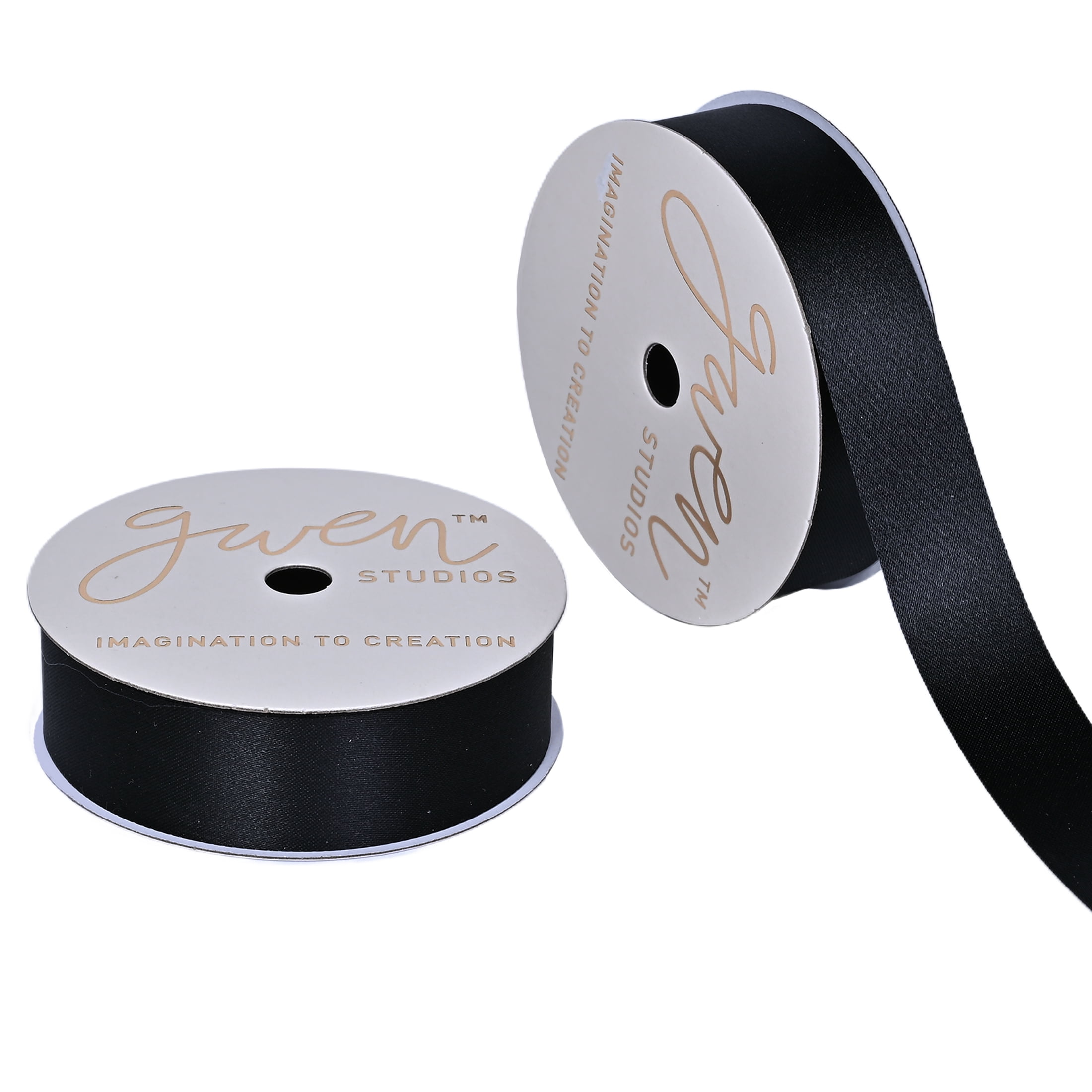Gwen Studios 7/8" Black Ace Satin Ribbon, 3 yards