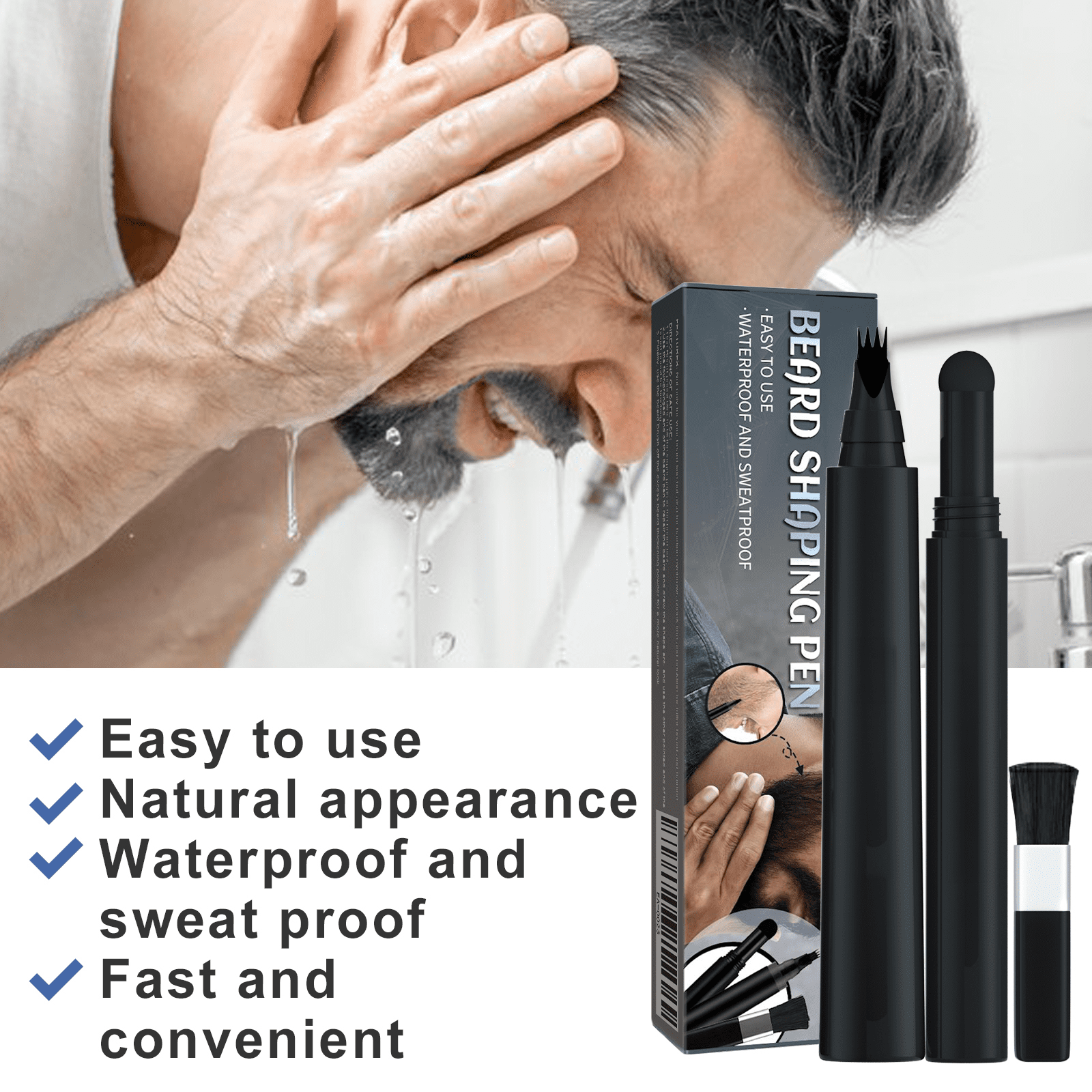 Alvantor Beard Pen Filler Kit for Men - Waterproof & Sweat Proof Facial Hair Enhancer