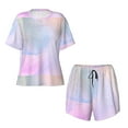 thumbnail image 5 of Wukai Rainbow Women's Pajama Set,Short-Sleeve Top and Shorts with Elastic Waistband and Pockets for Loungewear, Yoga, and Casual Wear-X-Large, 5 of 8