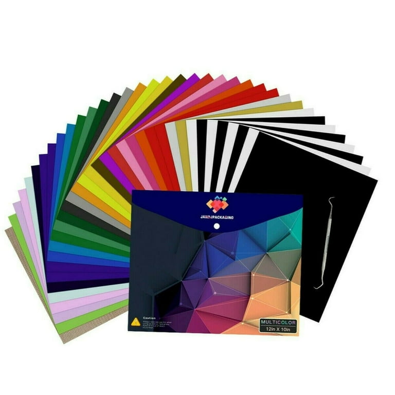 HTVRONT 36 Sheets 12 x 10 HTV Heat Transfer Vinyl Bundles Iron on for  T-Shirts, Clothing and Textiles, Easy Transfers, 27 Assorted Colors 