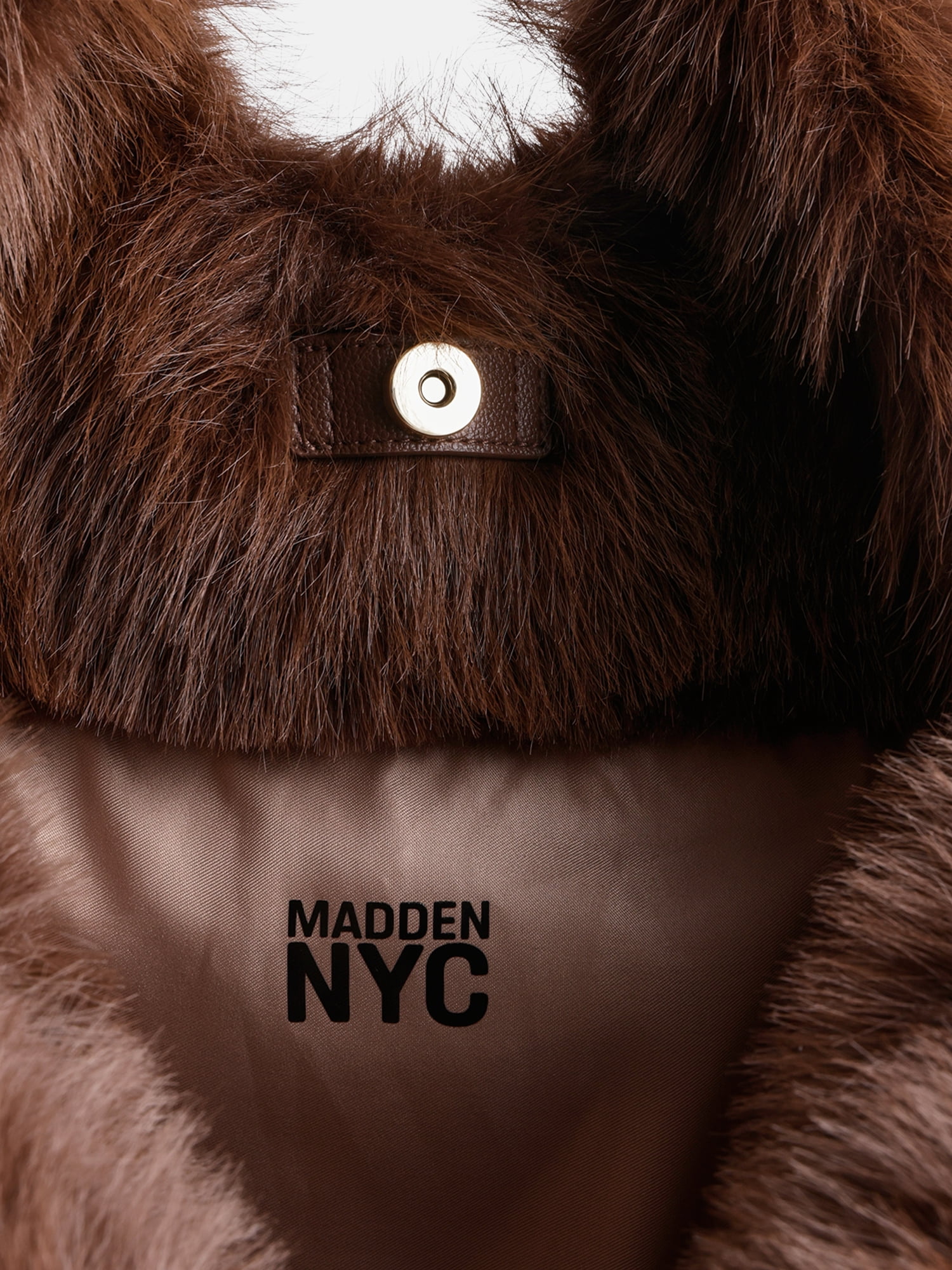 Madden NYC Women's Faux Fur Tote Bag, Chocolate