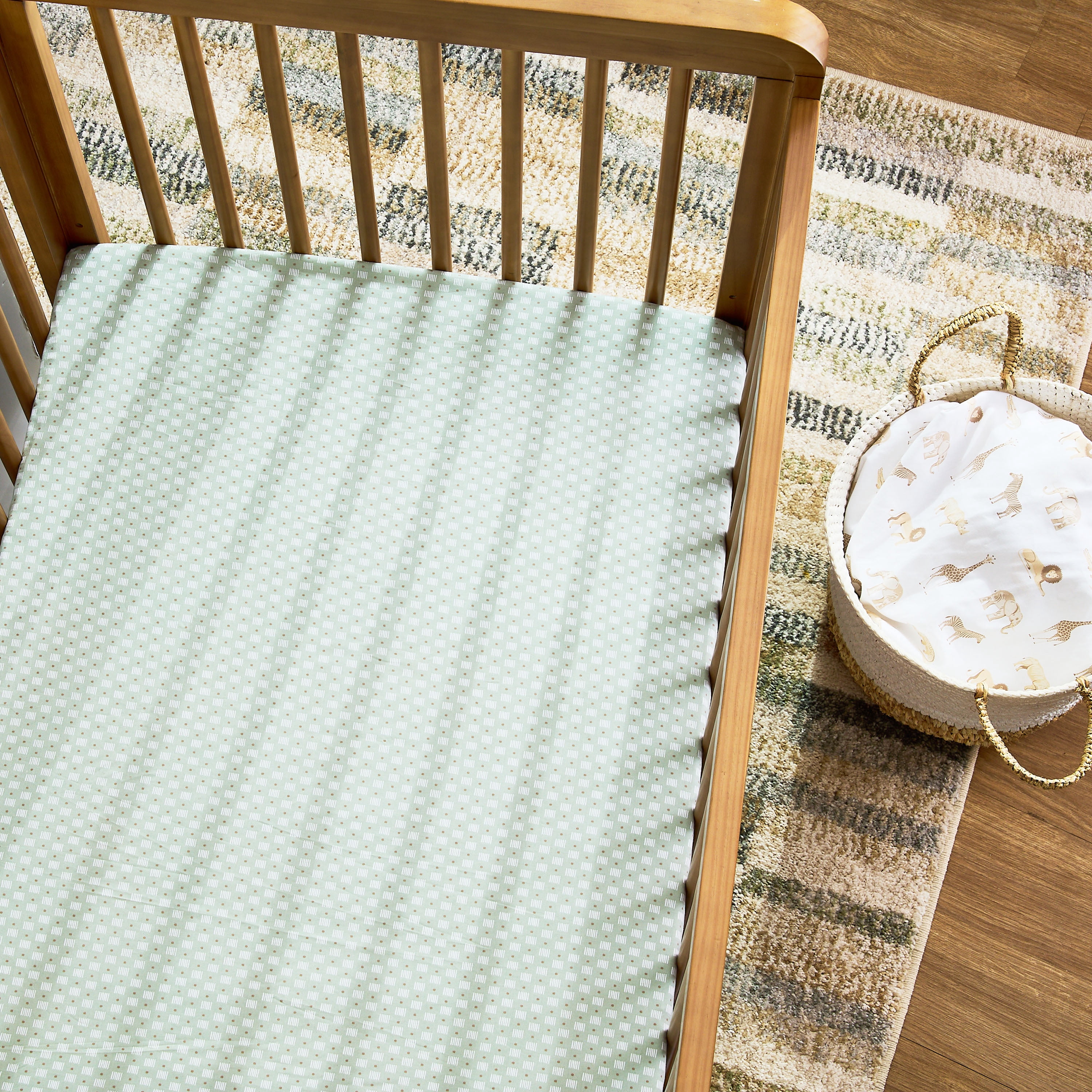 Parent's Choice 2-Piece Cotton Fitted Crib Sheets for Baby Boys and Girls, Safari