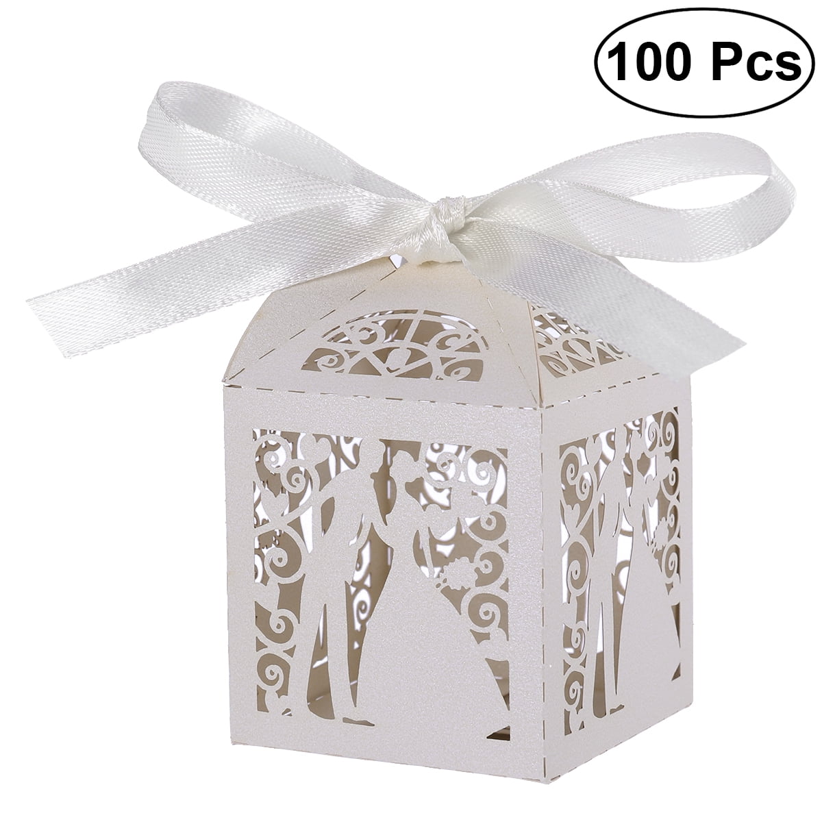 100 Pcs Bride And Groom Wedding Sweets Candy Gift Boxes for wedding 