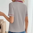 thumbnail image 7 of HongQid Womens Short Sleeve Collared Tops V Neck Button Down Placket Fitted Shirts, 7 of 7