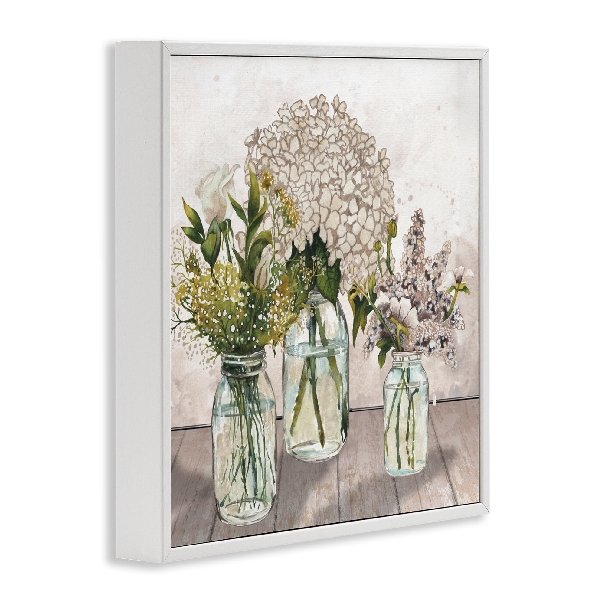 Stupell Industries Jars Of Wildflowers White Framed Giclee Art, design by Elizabeth Medley