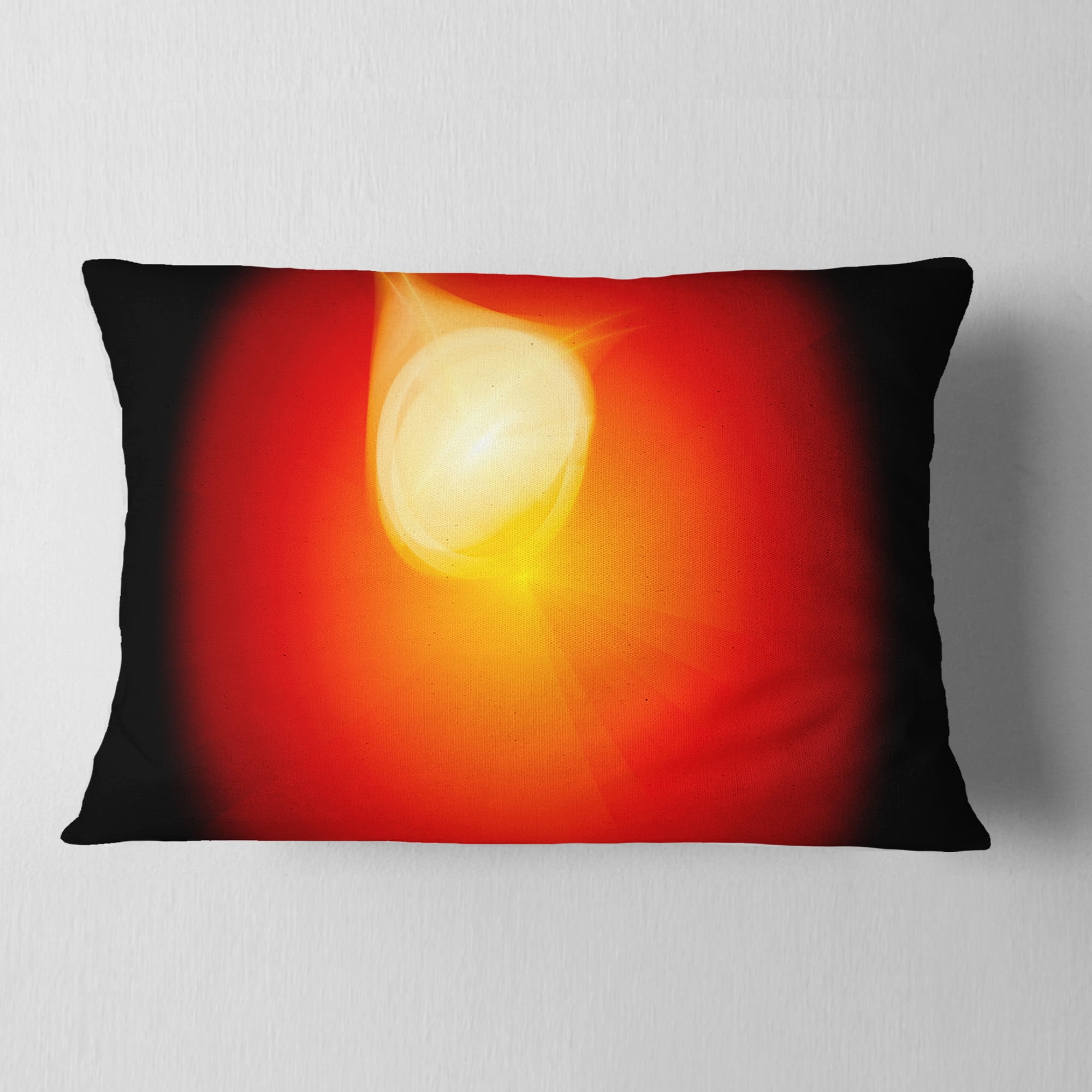 Designart Glowing Red Misty Sphere - Abstract Throw Pillow - 12x20