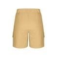 thumbnail image 6 of BXINGOHAI Bermuda Shorts for Women Summer Cargo Shorts with Pockets Outdoor Drawstring Knee Length Hiking Short Khaki L, 6 of 7