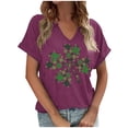 thumbnail image 3 of Ohufall Womens Short Sleeve St. Patricks Day Tops Cute Shamrock Printed Tee Shirts V Neck Casual Tunic Tops for Women, 3 of 4