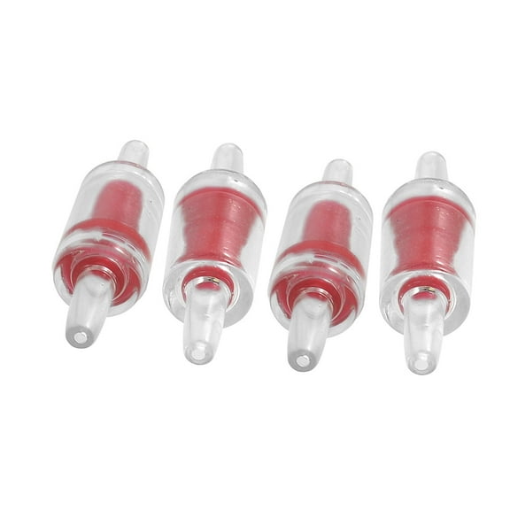 Unique Bargains Aquarium Red Clear Plastic 1 Way Air Line Pump Check Valves 4 Pcs