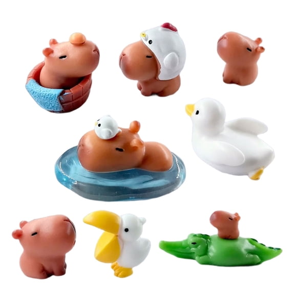 Playful Capybaras Duck Resin Figures 10Pack for Indoor Plant Decoration Accessories