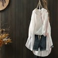 thumbnail image 2 of RKSTN Chemises à Manches Longues pour Femmes Mode Couleur Unie Rayure Coton et Lin Décontracté Ample Haut Chemise Manteau avec Poches, 2 of 7