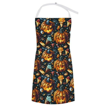 

ZZZHY Pumpkin Lantern Sweet Treats-1125 Apron with Pockets Adjustable Aprons for Men/Women Waterproof Chef Aprons for Kitchen Gardening Cooking BBQ Baking Halloween Thanksgiving Christmas