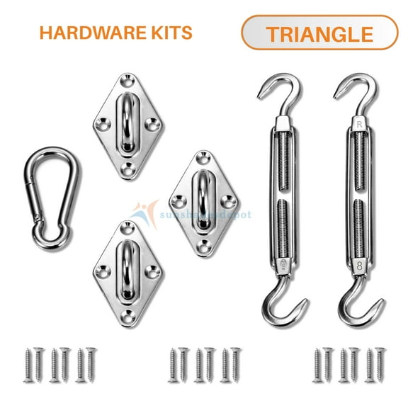 Sunshades Depot For Right Triangle and Equilateral Sun Shade Sail Hardware kit Set 8'' Inches Super Heavy Duty