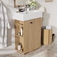 thumbnail image 2 of Euroco 21.6" bathroom vanity with ceramic sink, freestanding modern right door wood grain cabinet with open and closed storage for small bathrooms, 2 of 9