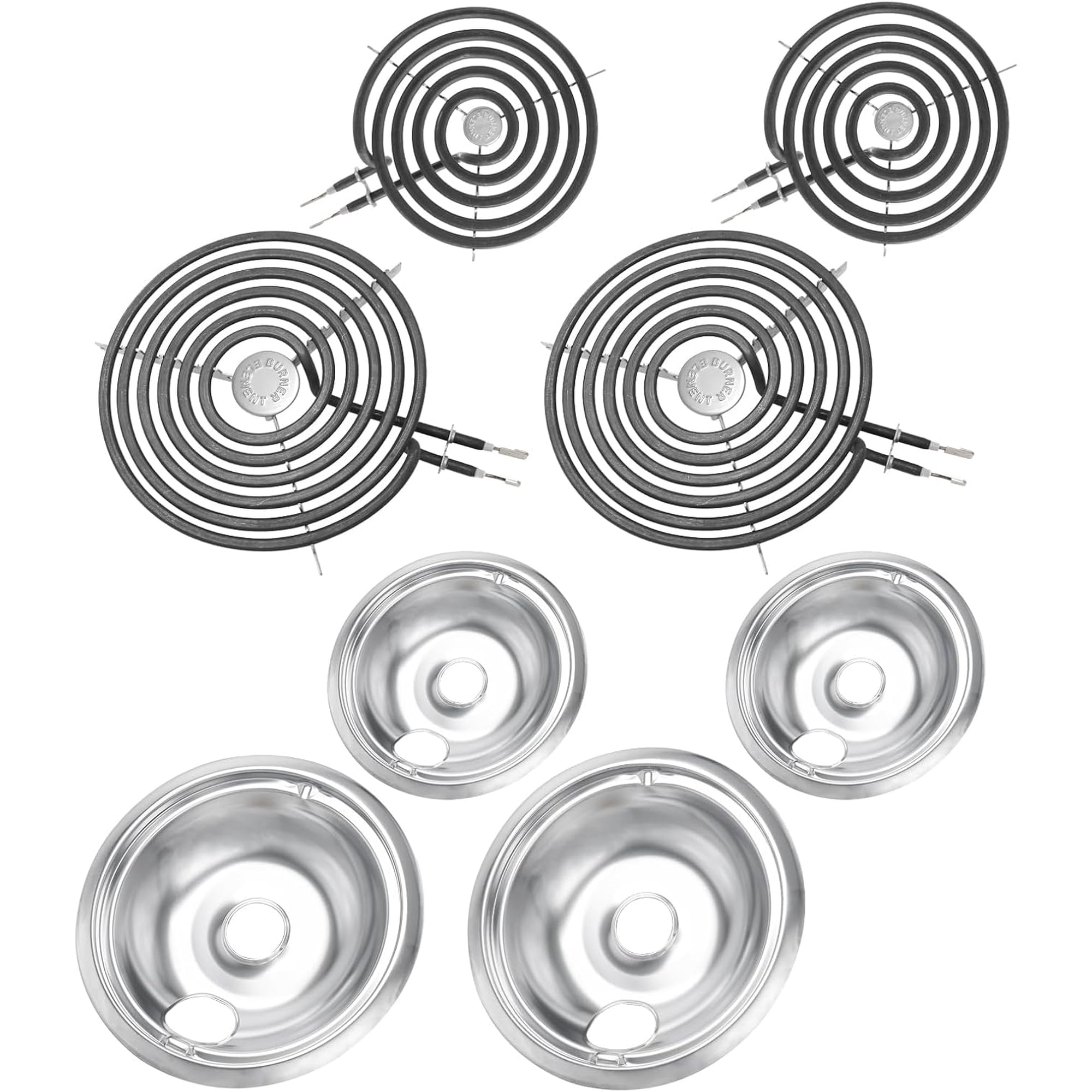 Drip Pans and Stove Burner Element Unit Set, Perfectly Fit WB30M1 & WB30M2 -Replacement for Hotpoint Stove Top