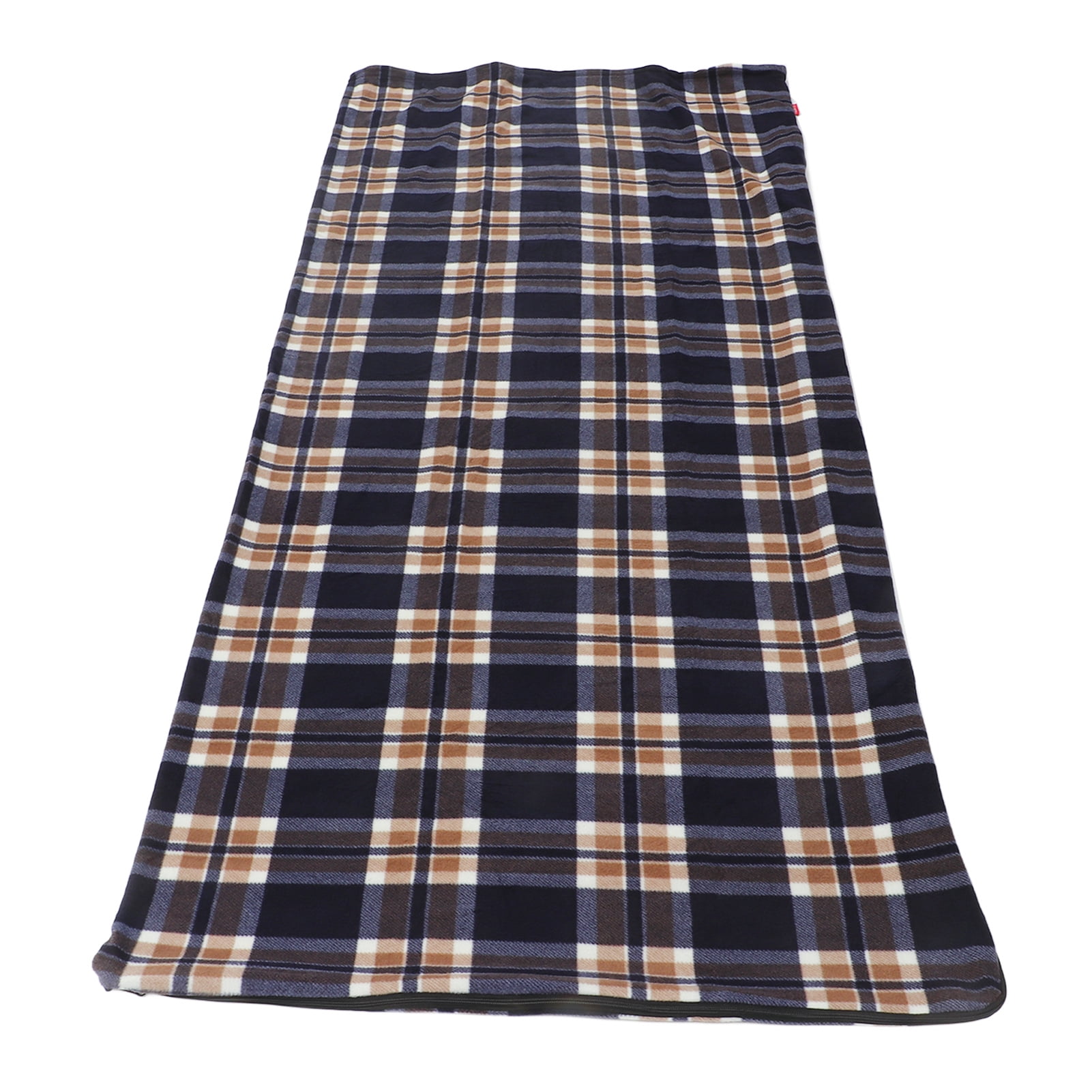 Camping Sleeping Bag, Multipurpose Fleece Sleeping Bag Warm  For Hiking Navy Blue Grid
