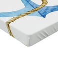 thumbnail image 2 of Ambesonne Anchor Fitted Sheet, Watercolor Beach Things, Twin Size, Pale Blue Pale Coffee, 2 of 3