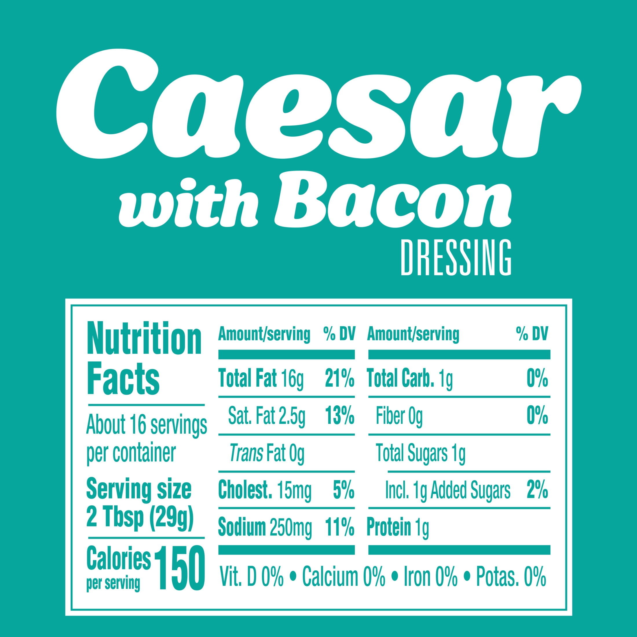 (6 pack) Kraft Caesar with Bacon Dressing, 16 fl oz Bottle