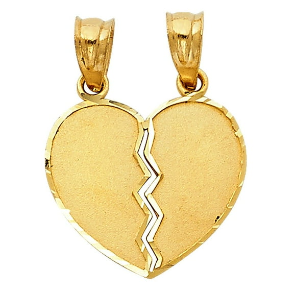 14K Couple Broken Heart Pendant