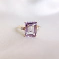 thumbnail image 6 of Natural Pink Amethyst & Diamond Ring, 14K Solid Yellow Gold Ring, Emerald Cut Amethyst Ring, February Birthstone Ring, Anniversary Gift, 6 of 10