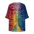 thumbnail image 5 of Cardigans for Women,Chiffon Summer Kimono Cardigan 3/4 Sleeve Open Front Beach Kimono Hawaiian Floral Printed Lightweight Casual Beach Cover Up Plus Size Multicolor M, 5 of 5